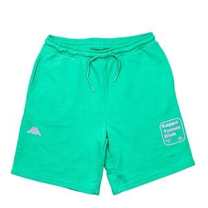 Kappa Tennis Club Shorts Men Large Green Pink Graphic Sample Athletic Drawstring